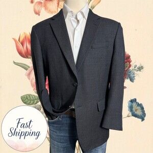JOS A BANK Mens 42R Gray Wool Blazer Sport Coat Two Button Jacket Suits
